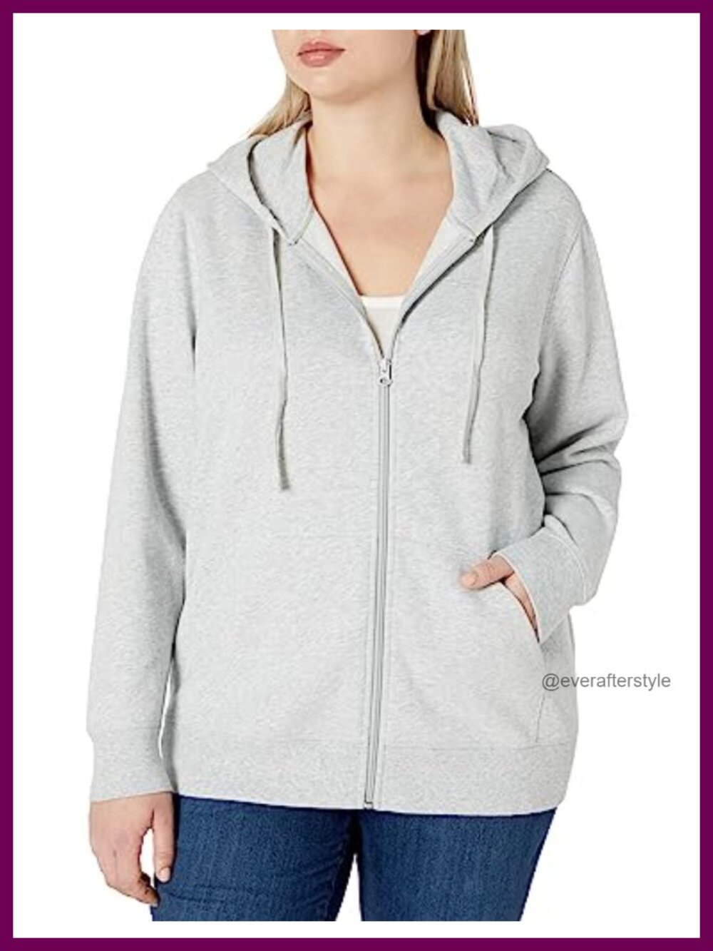 Women's Midweight Fleece Full-Zip Hoodie Drawstring Classic Fit